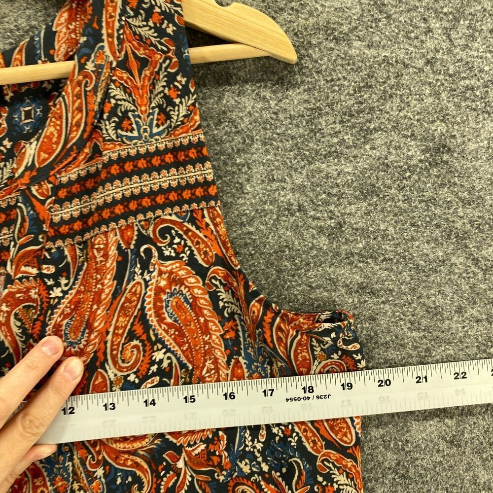 Sanctuary Blouse Women S Small Orange Paisley V-Neck Sleeveless Wide Strap - Picture 6 of 8